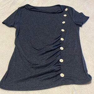 Grey shirt with fake buttons up the side, medium
